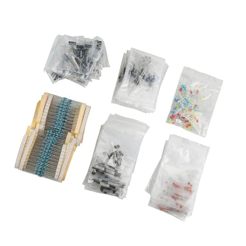 Surtido de Componentes Electrónicos - Condensador Cerámico, LED, Transistor, Diodos, Condensadores Electrolíticos, Kit de Resistencias