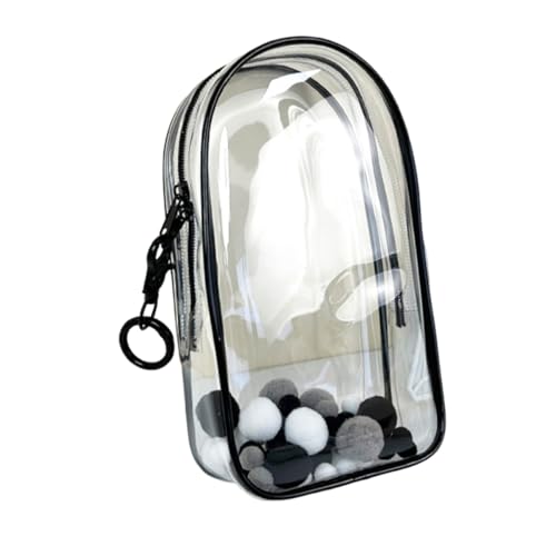 ぬいぐるみ 持ち運び バッグ 推し 透明 小さめ キーホルダー付き ぬいぐるみ ポーチ クリア 推し活グッズ 収納 見せバッグ 人形の保管 防水 防塵 推し活 ポンポンボール付