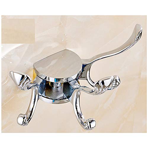 Perchero de tres brazos plegables de latón macizo antiguo, tres toallas giratorias/ropa/sombreros/llaves Ganchos para colgar para inodoro, baño, cocina, sala de estar, montaje en pared,Silver
