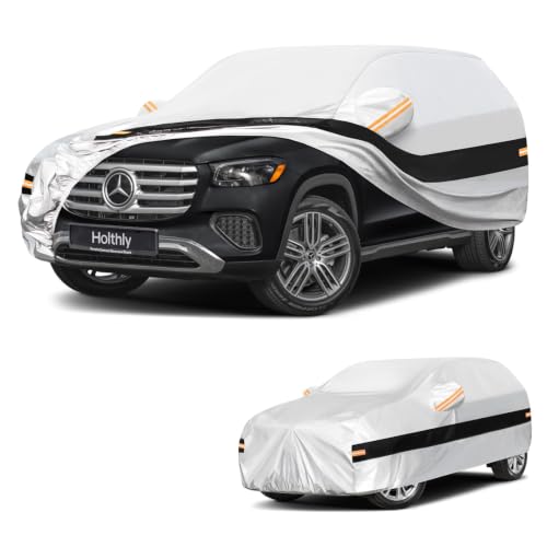 Image of 10 Layers SUV Car Cover Custom Fit Mercedes-Benz GLS-Class 350d 400 400d 450 450d 550 580,Waterproof All Weather for Automobiles, Outdoor Full Cover Sun Rain Protection with Cotton. Silver