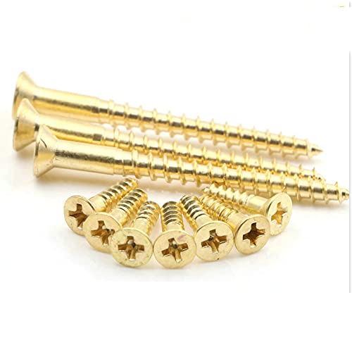 M3 M4 M5 Brass Self Tapping Screw Furniture Carpenter Cupboard Hinge Cross Copper Screws 50pcs - (Size: M5x25)