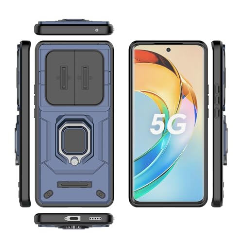 Image of Thermoplastic Polyurethane Camshield Pro Case With Slide Camera Protection And Ring Stand Bumper Back Case Cover For Honor X9B 5G (Blue)
