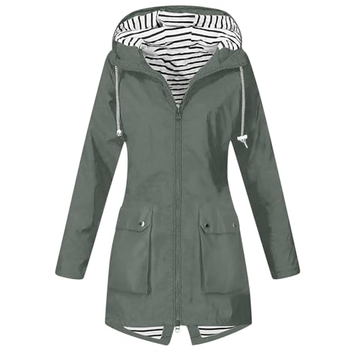 NUSGEAR Chaqueta Impermeable Mujer con Capucha al Aire Libre Abrigo Mujer Manga Larga Deportiva Chaqueta Color Sólido Parka Casual con Bolsillos Cremalleras 2026