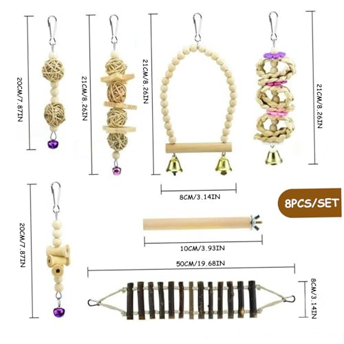 Jouets pour perroquets calopsittes et perruches : kit accessoires de cage suspendus