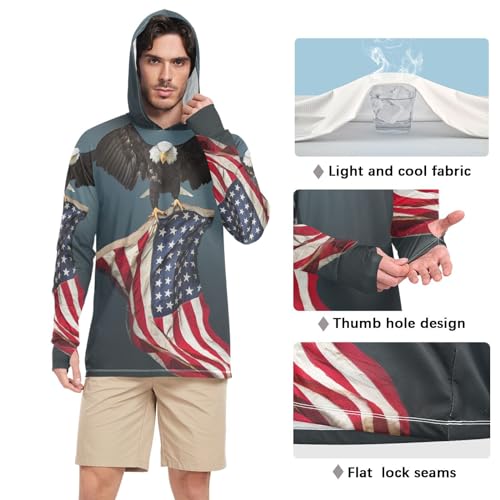 Men's UPF 50+ Sun Protection Hoodie Shirt with Long Sleeve SPF Fishing Outdoor UV Protection Lightweight Shirts4