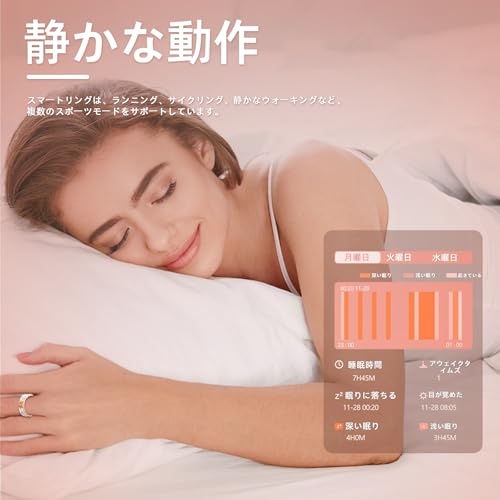 Jermisdin スマートリング 健康管理 【2025年新登場 】睡眠検測 活動量計 歩数計 カロリー 運動距離 IP68防水 遠隔撮影 軽量 長持ちバッテリー 充電ケース付き 日本語説明書 IOS/Android対応 の商品画像 2