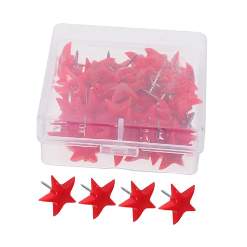 SHINEOFI 50 Piezas Lindas chinchetas para Tablero de Corcho Alfileres Coloridos decoración de Oficina pasadores de Pinza de Ropa Pins de Empuje pequeños Pasador de Metal el plastico Rojo