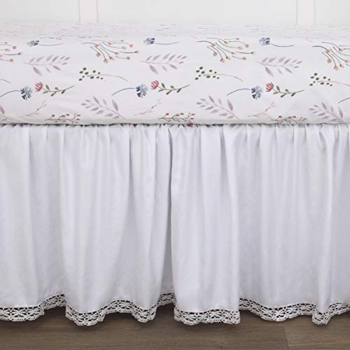 Nojo Woodland Wreath Pink, White, Blue Floral 4 Piece Nursery Crib Bedding Set- Comforter, 100% Cotton Crib Sheet, Dust Ruffle, Diaper Stacker #TOP3