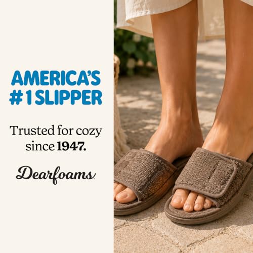 Image of Dearfoams Men's Adjustable Indoor /Outdoor Memory Foam Machine Washable Summer Slide Slipper