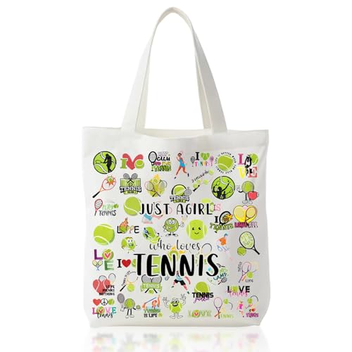 Leseogye Tennis Geschenk, Tragetasche mit Tennis Muster, Canvas Tasche Damen Einkaufstasche, Lustige Taschen, Tennis-Mädchen, Geschenk für Tennisspieler