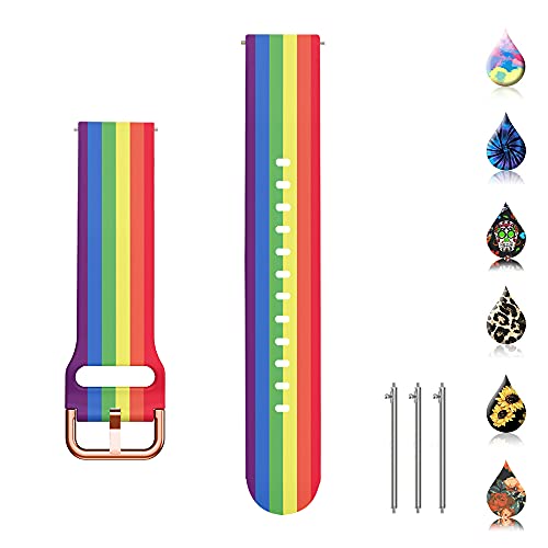 TOOLAIK Floral Bands Compatible with Samsung Active 2 Watch Band 40mm /44mm,Active Watch Band 40mm, 20mm Silicone Watch Bands for Women Men,for Samsung Galaxy Watch Band 42mm/Galaxy Watch 3 41mm Band