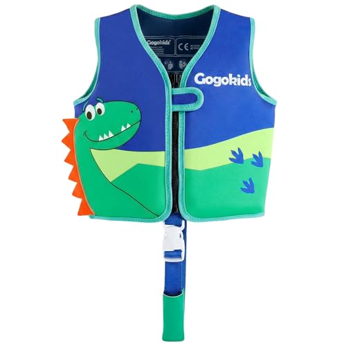 Gogokids Colete salva-vidas para crianças, 15-30 kg, certificado EN 13138-1, ajuda de natação para crianças, colete de neoprene ultra macio com alça ajustável para a entrepernas para natação