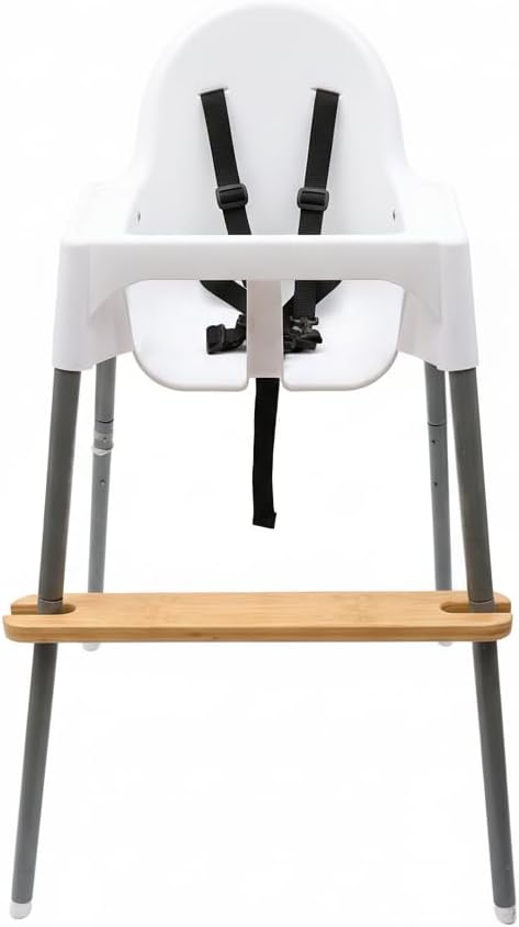 PandaEar High Chair Footrest for IKEA Antilop, Adjustable Height Natural Bamboo Wooden Footrest with Rounded Corners, Baby High Chair Accessories