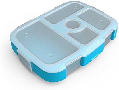 Bentgo Kids Brights Tray (Turquoise) with Transparent Cover - Reusable, BPA-Free, 5-Compartment Meal Prep Container with Built-In Portion Control for Healthy At-Home Meals and On-the-Go Lunches