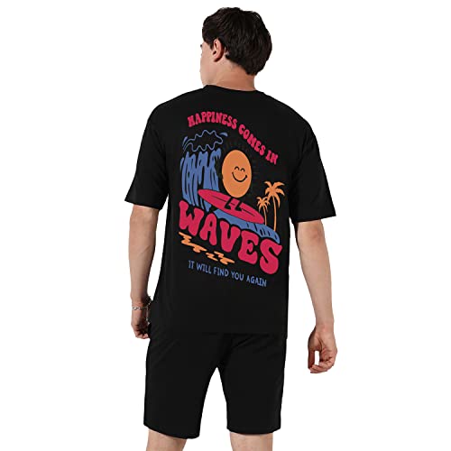 Image of Campus Sutra Men's Oversized Pajama Set For Casual Wear | Cotton Poly Lycra Fabric | Clothing Set Crafted With Comfort Fit & High Performance For Everyday Wear