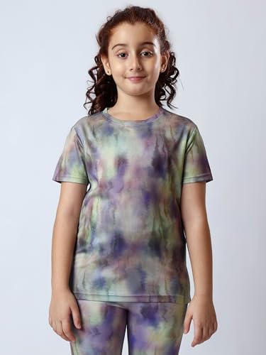 Image of Girl's Activewear Workout Set 2 Piece Athletic Sets Dry Fit Printed Tees And Leggings Yoga Running Dance 4-14Y