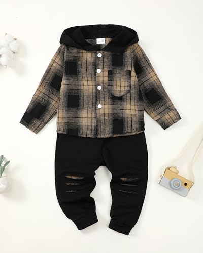 Image of Renotemy Toddler Baby Boy Clothes Winter Hoodie Flannel Boys Outfits 12M-4T