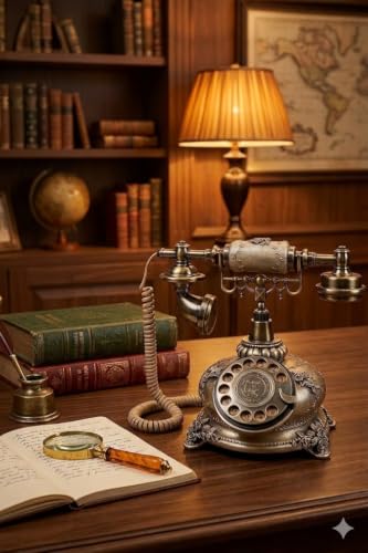 Image of Dratal Imitation Copper Vintage Style Rotary Retro Old Fashioned Rotary Dial Home and Office Telephone Functional Antique Style Telephone-Bronze (DR-01)