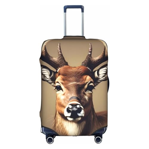 Housse de valise élastique imprimée tête de cerf blanche lavable et ultra extensible