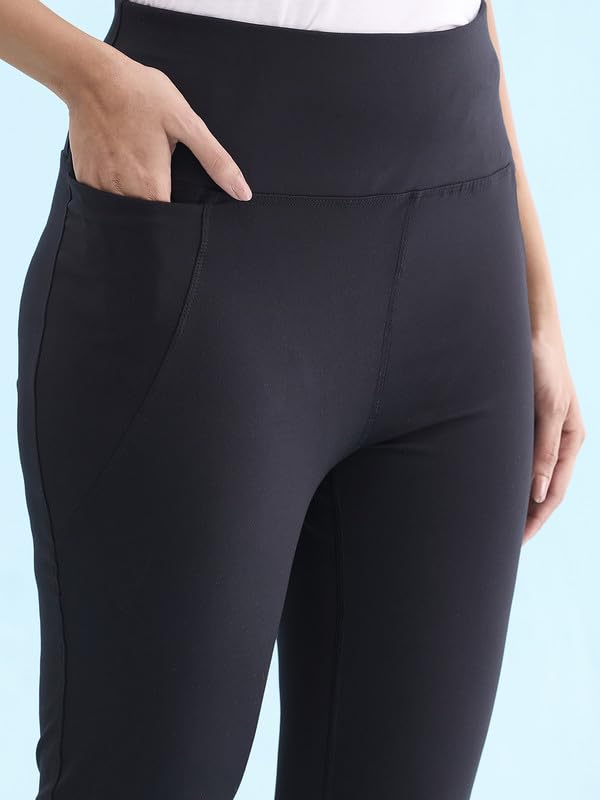 Image of GO COLORS Womens Solid Training Capri | Elastane, High Rise