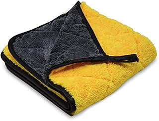 Professional Microfibre Towels for Cars Cleaning 800gsm YELLOW / GREY Diamond Pattern Washing Drying & Auto Detailing Cloths 40cmx40cm (Yellow / Grey, 1)