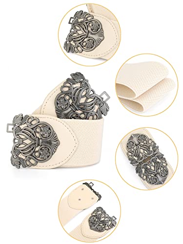 Allegra K Elastic Wide Waist Belts for Women Metal Buckle Stretchy Belts2