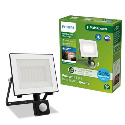 PHILIPS Lois, Proiettore UltraEfficient per Esterni, con Sensore di Movimento, 14 W, 3000 K, Antracite