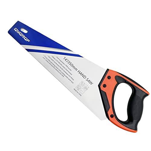image for QYQRQF 14 Inch Hand Saw, Heavy Duty Wood Saw with Ergonomical Handle R