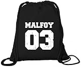 kulttrikot  ShirtStreet Fanartikel Fan Kult Film Trikot Bio Baumwoll Turnbeutel Rucksack Gym Bag Malfoy 03, Größe: onesize,Black