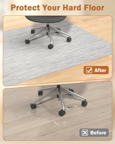 Image of Blvornl Office Chair Mat for Hardwood Floor, 35.4 inch*47.2 inch Desk Computer Chair Mat for Hard Wood, Large Anti-Slip Hard Floor Protector, PVC Mat Desk Rug for Office and Home Silver Grey