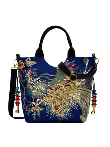 Sacs à main de capacité supérieure brodés avec perles de style traditionnel chic - 5