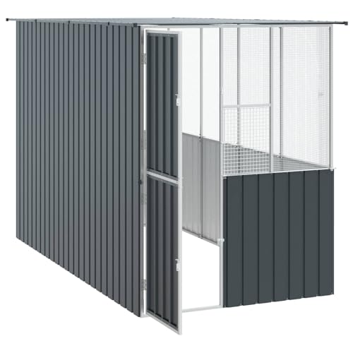 Outdoor Vogelkäfig Anthrazit 165 x 318 x 200 cm, rechteckige Voliere aus verzinktem Stahl für Vögel, modernes Design für den Garten, geräumiger Lebensraum zum Fliegen und Spielen-2