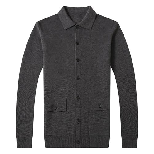 Men's Button Down Cardigan Lapel Sweater Relaxed Fit Casual Pockets Sweater Knitted Solid Soft Sweaters3