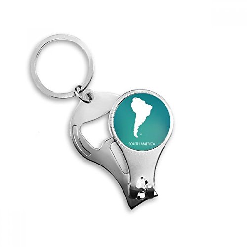 South America Continent Outline Map Nail Nipper Ring Key Chain Bottle Opener Clipper