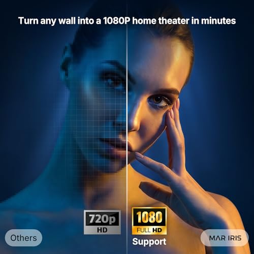 Image of Portable Smart Projector with Android 14, WiFi 6, Bluetooth 5.4 and 180 Stand, HD Mini Projector for Bedroom, Ceiling Projection, Home Theater and Outdoor Movies