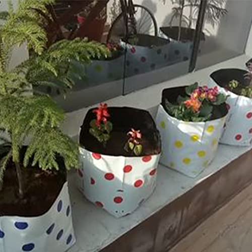 TrustBasket UV Stabilized Long Life Premium colorful Dotted Grow bag for Balcony & Terrace Gardening - 10 Qty (20*20*35cms)| Home Gardening Plant Container Bag for Leafy Vegetable and Flower Plants