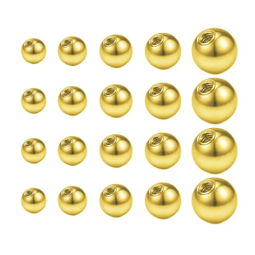 Besyvvin 20er Piercing Kugeln 1 2mm Gold Ersatzkugel Schraubkugel 3/4/5/6mm für Piercing Nase Lippe Augenbrauen Edelstahl