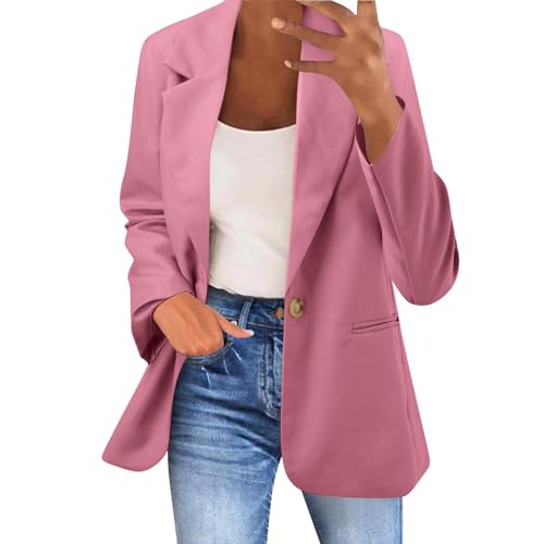 Women’s Autumn and Winter Button Pocket Cardigan Formal Suit Long Sleeve Lapel Business Office Jacket Coat