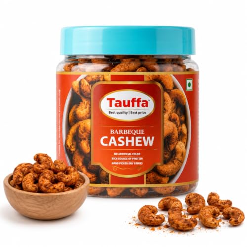 Image of Tauffa Barbeque Cashews 250g | Smoky BBQ Roasted Whole Kaju | Crunchy Masala Kaaju Nuts | Ready-to-Eat | No Added Oil or Colours