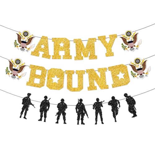 Image of Army Bound Banner, Army Party Decorations, Army Decorations for Party, Military Bound Banner