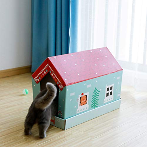 TEHAUX Casa-Casa Do Gato Scratcher Gato Garra Tipo Moedor Casa Cama de Gato Ondulado Papel Gato Gati