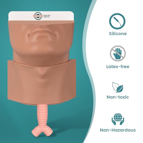 Image of Cricothyrotomy Task Trainer, Cricothyrotomy Simulator | Tracheostomy Trainer, Medium Skin