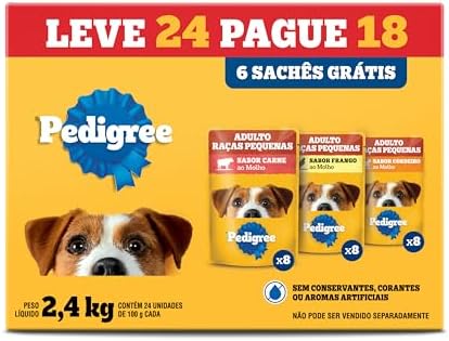 Pack Ração Úmida Pedigree Sachê Carne/Frango/Cordeiro para Cães A...
