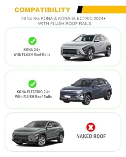 Cross Bars Roof Rack Fit for Hyundai Kona & Kona Electric 2024 2025 2026 Lockable Luggage Rack Crossbar Cargo Carrier Rooftop Accessories (with Side Rails)