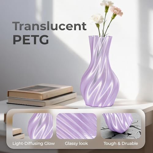 Image of Official Creality PETG 3D Printer Filament 1.75mm 1KG (2.2lbs), High Precision, Strong Toughness, Odorless, Better Flow, Moistureproof 3D Printing CR PETG Filament, Translucent Light Purple