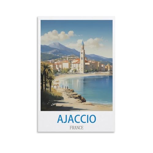 Poster de voyage Ajaccio NABIQUE toile vintage pour une deco de chambre chaleureuse 50x75 cm