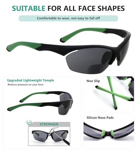 Image of Eyekepper Bifocal Sunglasses for Women Men, Rectangular Frame | Outdoor Sports Bifocal Reading Sunglass, with Readers Built in, Mens Tinted Sun Reader Bifocals, Ladies Cheater,Wrap Half Rim