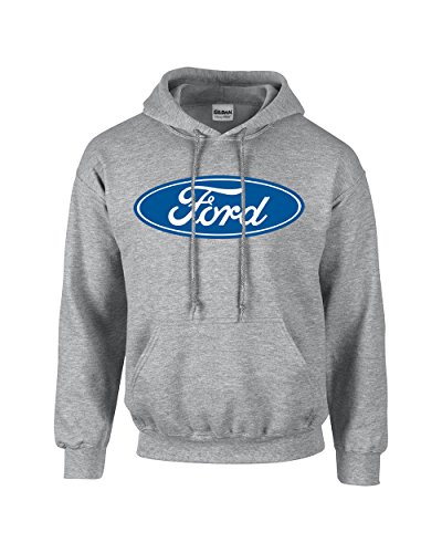 Ford Oval Hooded Sweatshirt Ford Logo Design Hoodie Motor Company Car Enthusiast Pullover Hood Classic Retro-Sportsgray-XL