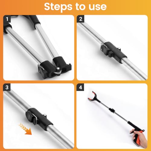 Image of Upgrade Grabber Reacher Tool, 32 inch Foldable Picker Upper Grabber, Reaching Tool for Trash Claw Pick Up Stick, Litter Picker, Arm Extension (Orange)