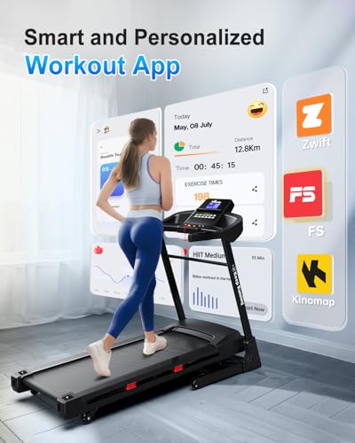 Image of FYC Folding Treadmill for Home with Incline 330lb Weight Capacity 3.5HP Portable Electric Treadmill with Bluetooth, 12 Preset Programs Exercise Running Machine Easy Assembly